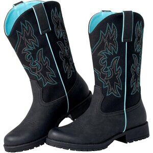 SheSole Women Black Western Cowboy Slip Resistant Cowgirl Work Boots
